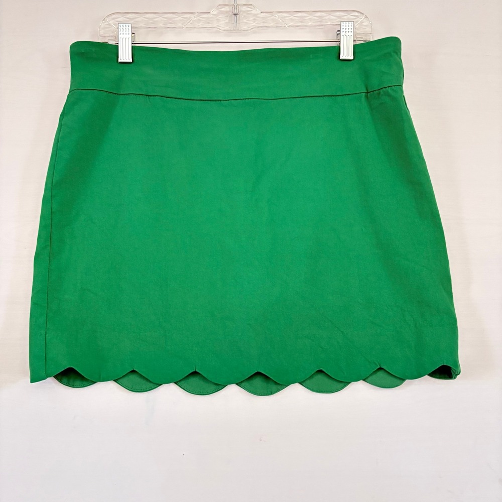 Zac & Rachel Green Scalloped Hem Skort Size 12 Stretch Mini Skirt Shorts